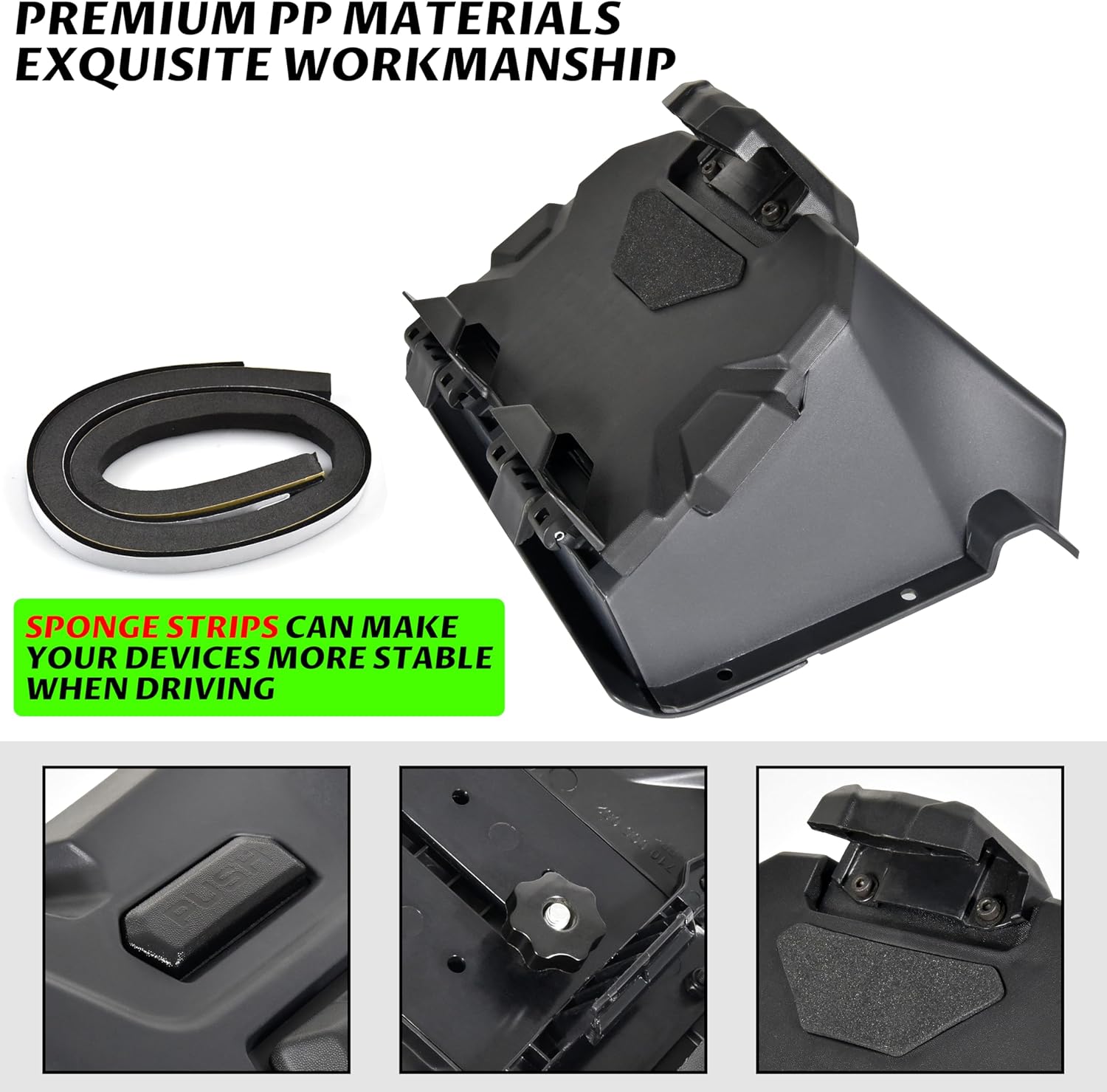 SAUTVS Electronic Device Tablet Phone Holder Compatible with Honda Pioneer 520 2021-2026 / Pioneer 500 2015-2023 Accessories, Adjustable Navigator GPS Tablet Phone Mount with Extra Storage Box - 图片 2