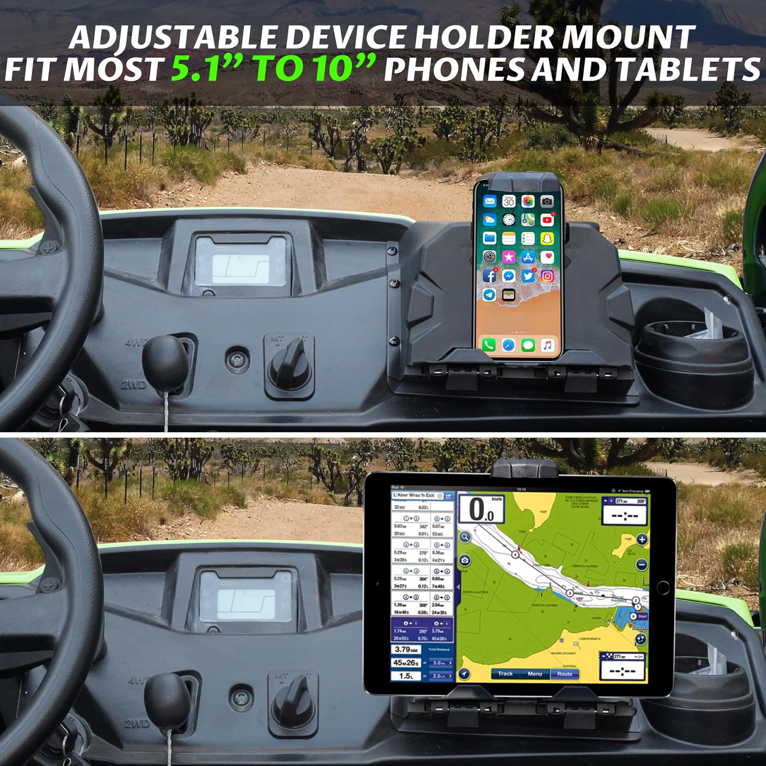 SAUTVS Electronic Device Tablet Phone Holder Compatible with Honda Pioneer 520 2021-2026 / Pioneer 500 2015-2023 Accessories, Adjustable Navigator GPS Tablet Phone Mount with Extra Storage Box - 图片 6